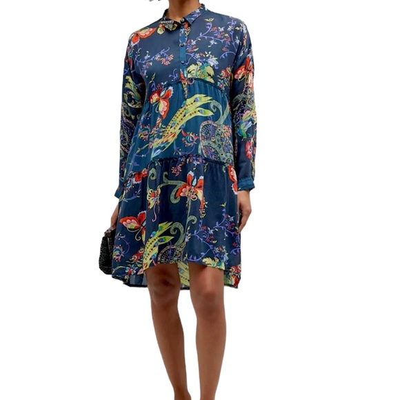 Johnny Was Silk Pottery Jasmine Dress Size Large - Picture 16 of 16